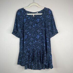 Cato Cottagecore Floral Top Womens Large Ruffle Pleated Pullover Tunic Dainty